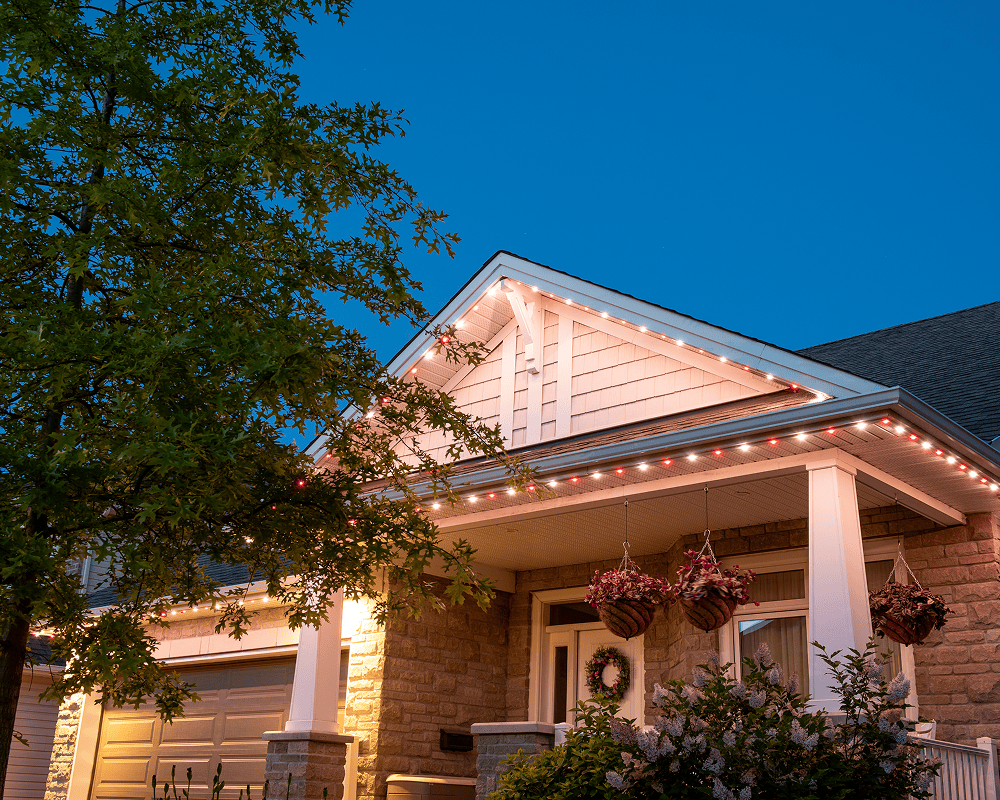 Cozy home with porch lights