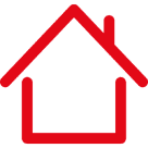 Simple outline of a red house
