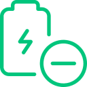 Battery charging icon with minus symbol