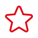 Red star outline on black background