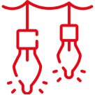 Red hanging light bulbs illustration